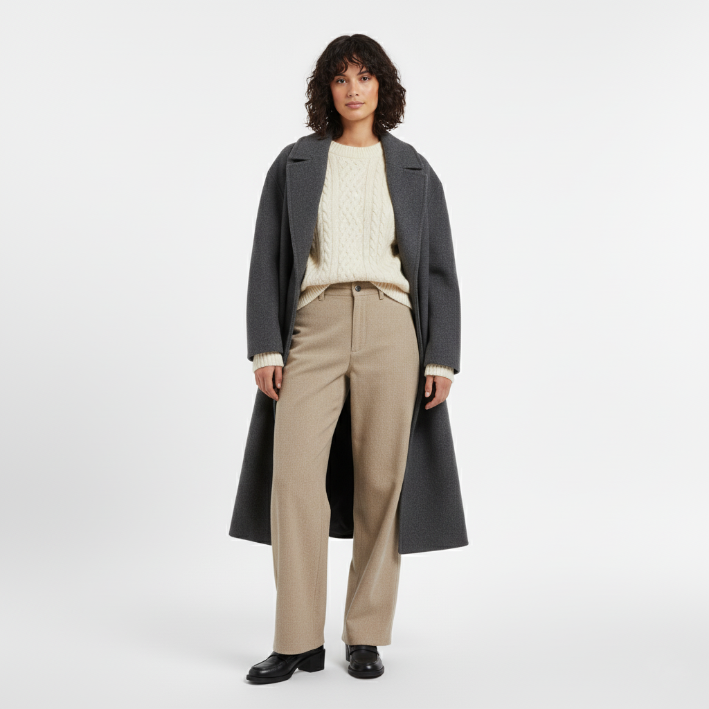 Women's Long Tailored Wool-Blend Coat