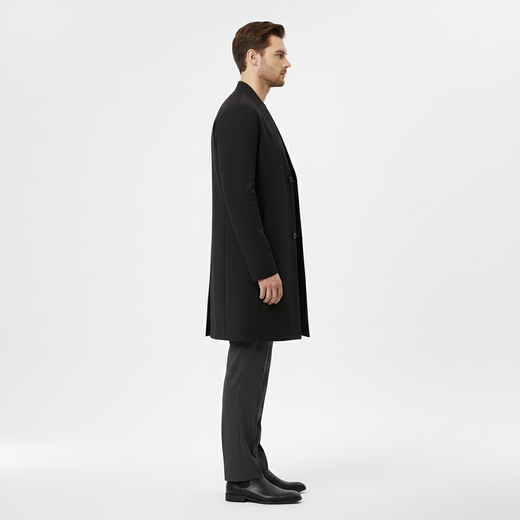 Men's Long Structured Wool Coat