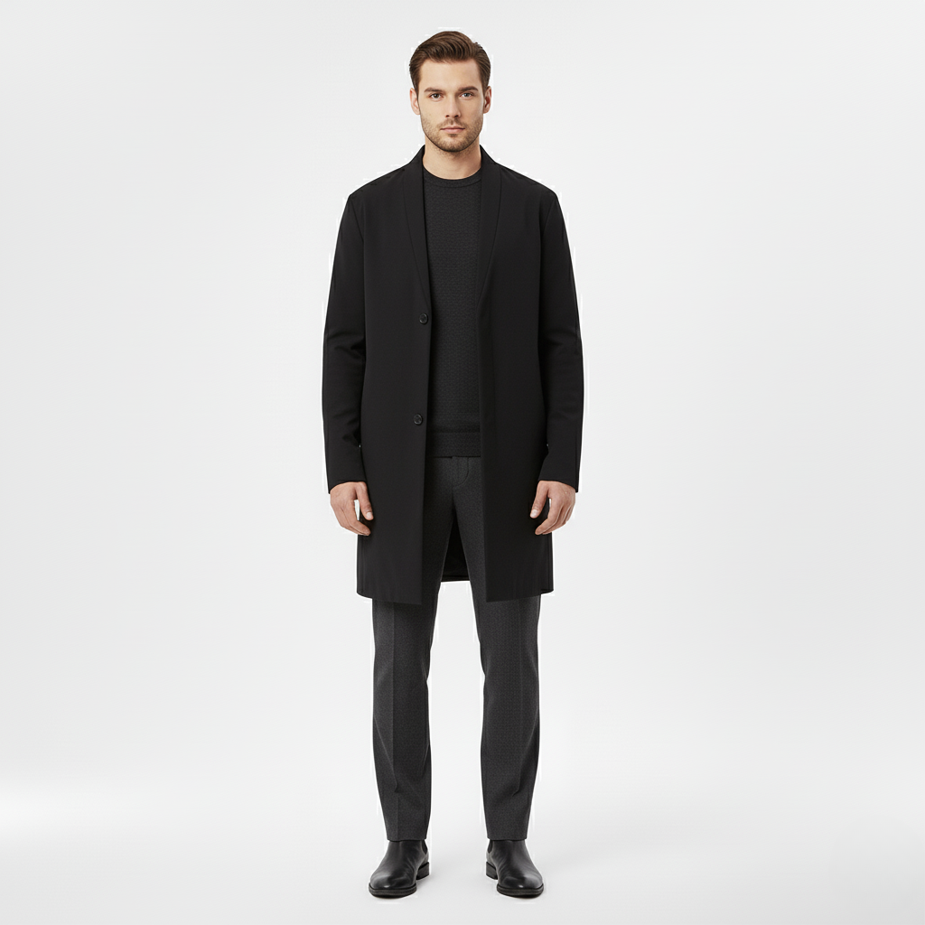 Men's Long Structured Wool Coat